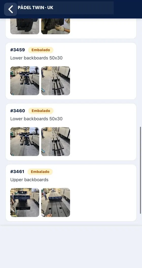 Fotos de fabricación de un pedido en el móvil