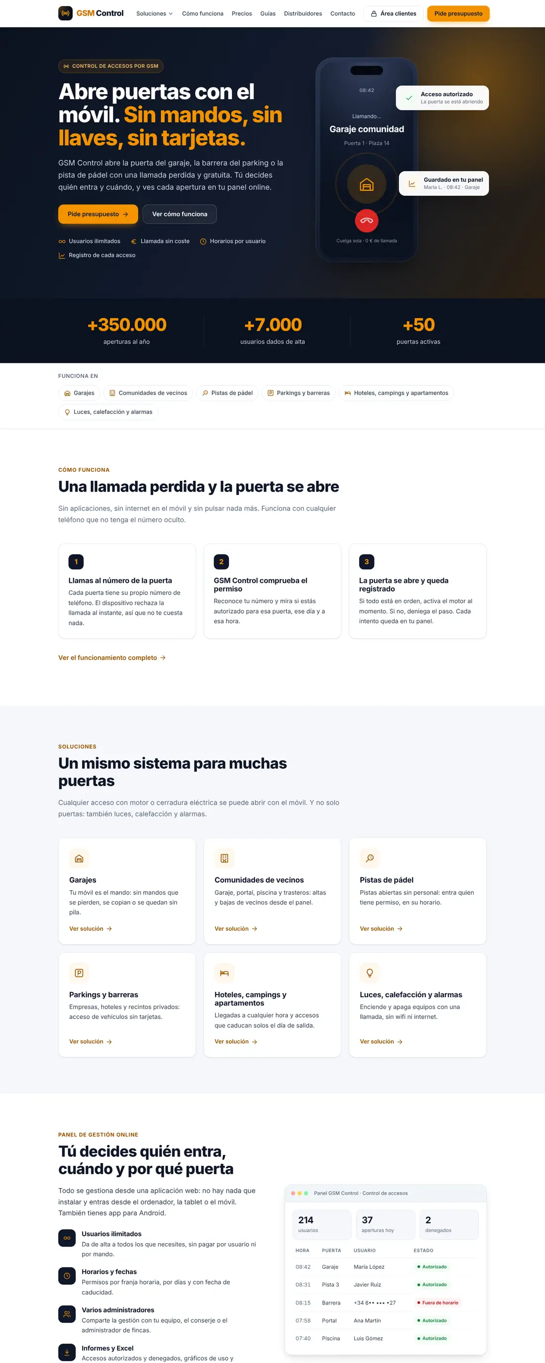Web de GSM Control