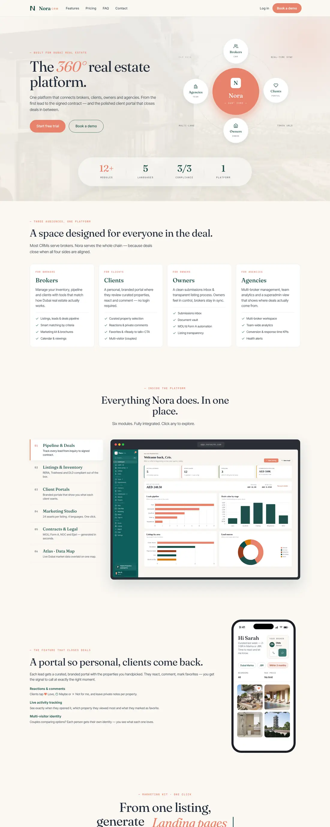Web de Nora CRM, CRM para inmobiliarias