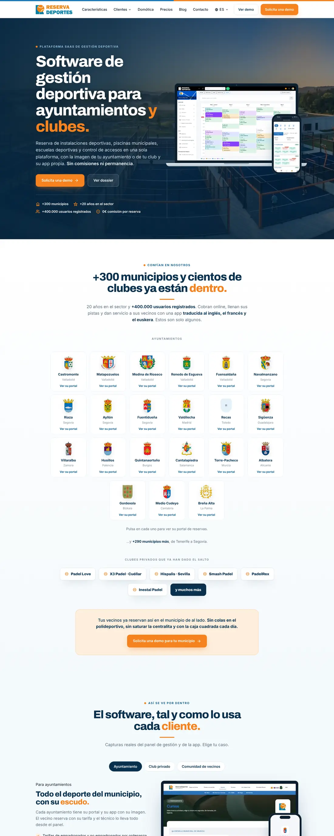 Web de ReservaDeportes