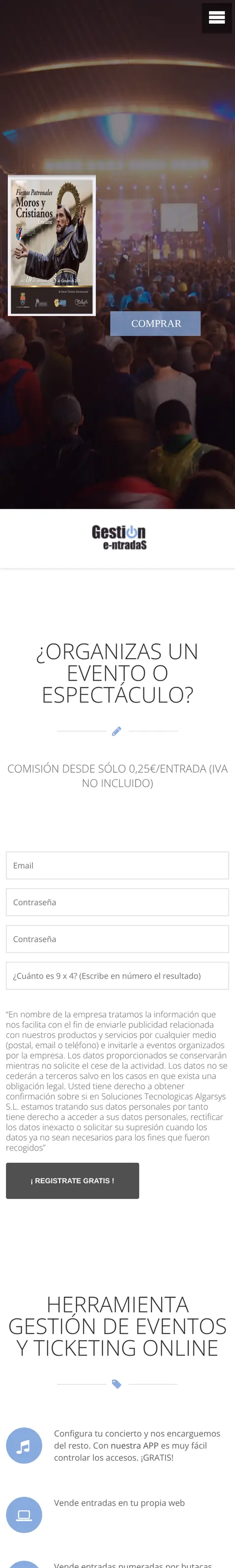 GestionEntradas en el móvil