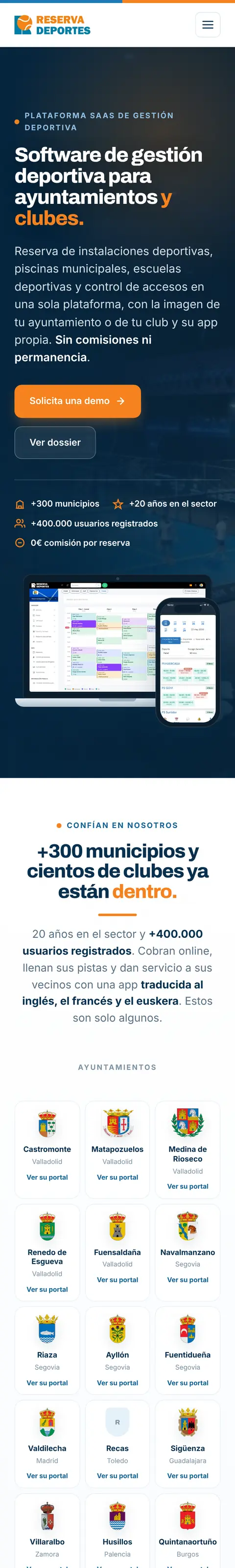 ReservaDeportes en el móvil