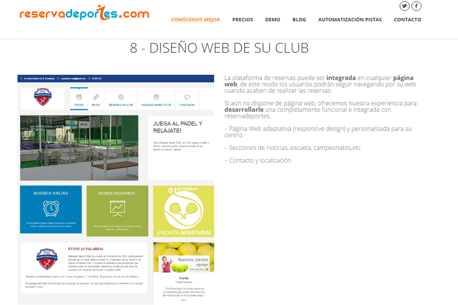 ReservaDeportes - Diseño o renovación de la página web del club